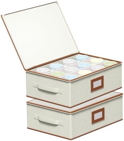 2-Pack Cup Storage Box with Dividers, Hard Shell Mug Organizer with Lid by Aokeyee
