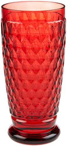 Villeroy & Boch Boston Red Crystal Highball Glasses, Set of 4 by Unknown