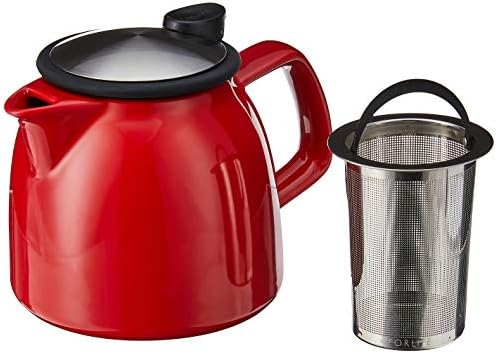 FORLIFE Bell Ceramic Teapot with Basket Infuser, 26-Ounce/770ml, Red - Image 3