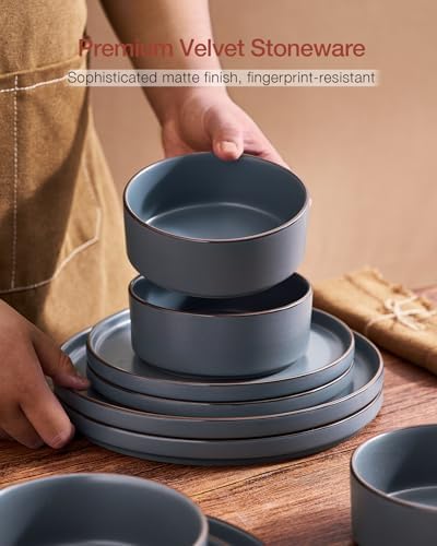Famiware Nebula Ridge 12-Piece Stoneware Dinnerware Set, Charcoal - Image 6