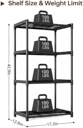 4-Tier Storage Shelves-2 Pack, Shelf with Plastic Connectors, Shelving Rack - Image 3