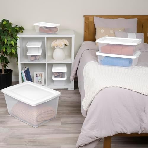 Sterilite Storage Box Stackable Tote, White, 12 Quart, 48 Pack - Image 6