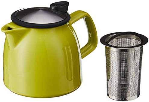 FORLIFE Bell Ceramic Teapot with Basket Infuser, 26-Ounce/770ml, Lime - Image 3