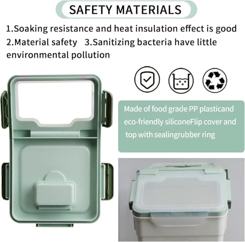 AnRui 50LB Airtight Rice Storage Bin, Plastic Grain Dispenser, 2Pcs, Green - Image 4