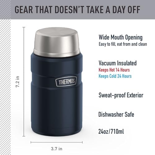 THERMOS Stainless King Food Jar with Bowl, 24oz, Matte Midnight Blue - Image 2