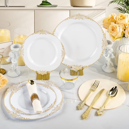Bestluck 700PCS Gold Disposable Dinnerware for 100 Guests - Image 4