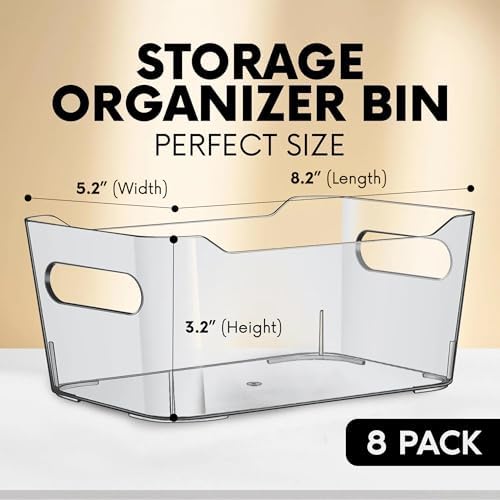 Clear Plastic Storage Bins, Small Fridge Organizer Kitchen Organizers and Storage Containers Bathroom Organization and Storage Bin for Makeup Organizer, fruits, Chips, Perfume, Skin Care, crafts - Image 2