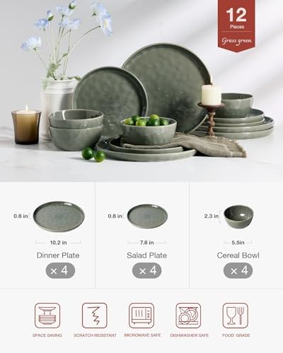 Famiware Mars Stoneware Dinnerware Set for 4, Sage Green - Image 2