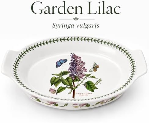Portmeirion Botanic Garden 12.5" Oval Gratin Dish, Lilac Motif - Durable Porcelain, Oven to Table Serveware, Dishwasher Safe - Functional Bakeware & Roaster - Image 2