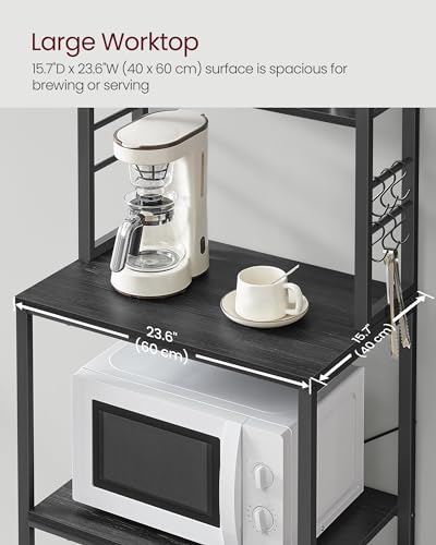 VASAGLE Coffee Bar, 23.6 Inches 6-Tier Baker's Rack with 6 Hooks - Image 7