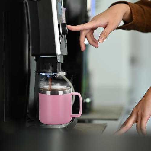 VEGOND 14 oz Insulated Coffee Mug Bulk with Handle, Stainless Steel Travel Coffee Mug with Lid, Double Wall Vacuum Metal Coffee Cup, Coffee Tumbler Powder Coated, Pink 8 Pack - Image 6