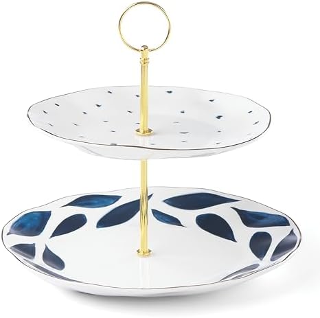 Lenox Blue Bay 2-Tiered Server, 3.05 LB by Lenox