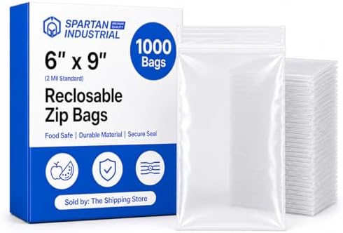 6” X 9” (1000 Count) 2 Mil Clear Reclosable Zip Plastic Poly Bags by SpartanIndustrial