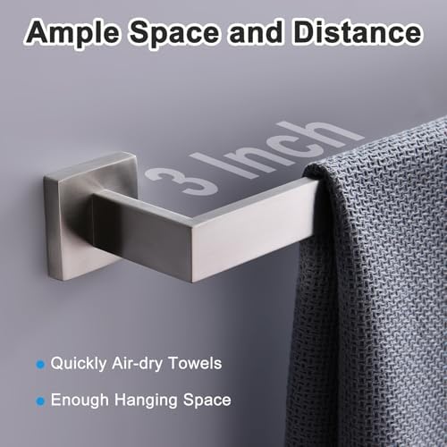 Bath Towel Bar, 16-Inch Towel Racks, Square Thicken Towel Holder, Wall Mounted Shower Towel Rail Hanger, Stainless Steel,Bathroom Accessories (Brushed Nickel, 1 Pack) - Image 4