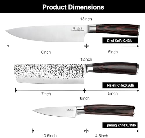 imarku 3 Pieces Knife set, Japanese HC Stainless Steel Kitchen Knife Set - Image 3