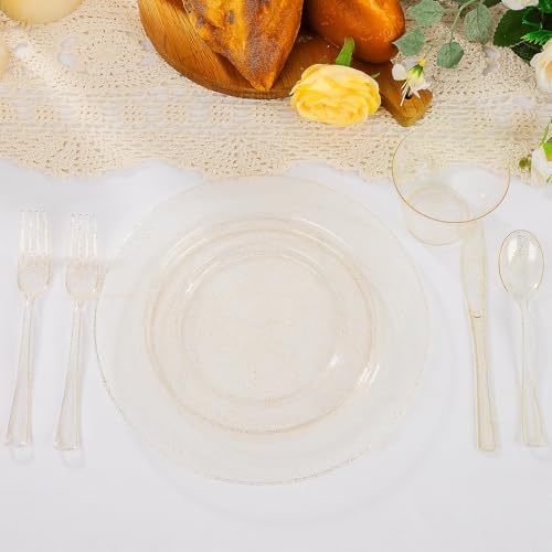 WELLIFE Gold Glitter Disposable Plates, Dinnerware Set for 25 Guests - Image 3
