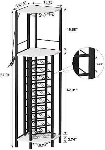 Homeiju Corner Wine Rack with Glass Holder and Led Strip Light, Corner Bar Wine Racks Freestanding Floor, Industrial Corner Bar Cabinet for Kitchen, Dining Room, Living Room or Cellar - Image 6