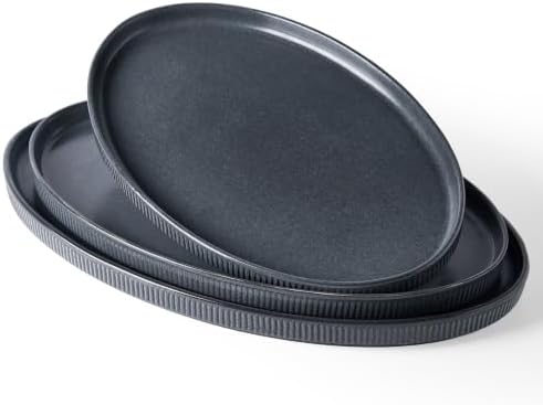 famiware Large Serving Platters Set of 3 Sizes - Oval, Matte Dark Charcoal by Famiware