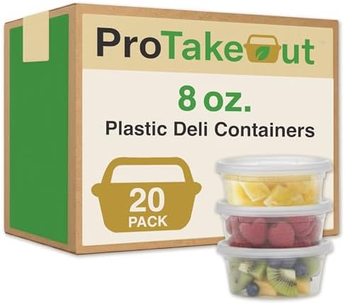 [8oz-20 Sets Plastic Deli Containers with Lids - BPA Free Clear Soup Containers with Airtight Lids, Leak Resistant Food Storage for Meal Prep, Stackable/Microwave/Dishwasher/Freezer Safe by ProTakeOut