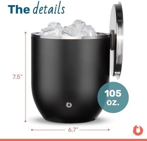 SNOWFOX Plus, Premium Vacuum Insulated Stainless Steel Ice Bucket with Lid/Scoop,Home Bar Accessories,Elegant Bartending Ice Buckets for Parties,Beautiful Outdoor Supplies,3L,Matte Black (Pack of 4) - Image 2
