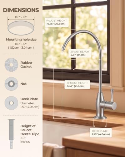 WEWE Drinking Water Faucet with Vintage Design, Non-Air Gap, Brushed Nickel - Image 3
