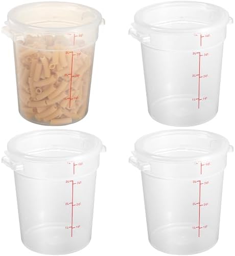 CURTA 4 Quart Translucent Round Food Storage Container with Lid, Pack of 4 – NSF Listed, BPA-Free, Commercial-Grade Polypropylene, Freezer & Dishwasher Safe, Non-Stick, Easy-Read Graduations by CURTA