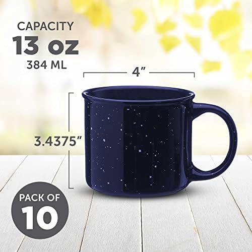 DISCOUNT PROMOS Ceramic Campfire Coffee Mugs 13 oz. Set of 10, Bulk Pack - Perfect for Tea, Espresso, Cappuccino, Hot Cocoa - Blue - Image 5