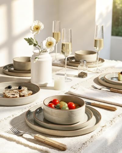 Famiware Stellar 18-Piece Stoneware Dinnerware Set, Matcha Green - Image 3