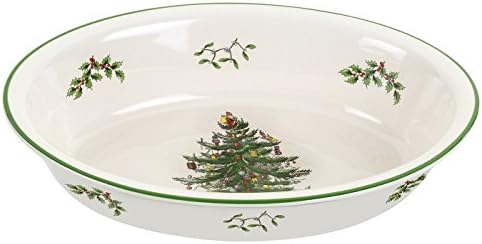 Spode Christmas Tree Oval Rim Dish (12.5" x 8.75") Festive Deep Baking Pan for Serving Vegetables, Roast Dinner, Casseroles - Fine Porcelain, Microwave, Freezer, Dishwasher Safe by Spode