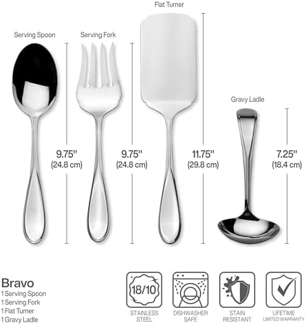 Mikasa Bravo Flatware Service for 8 with caddy, 18/10 Stainless Steel, Silverware Set with Serving Utensils and Expandable Caddy, 52 Piece - Image 6