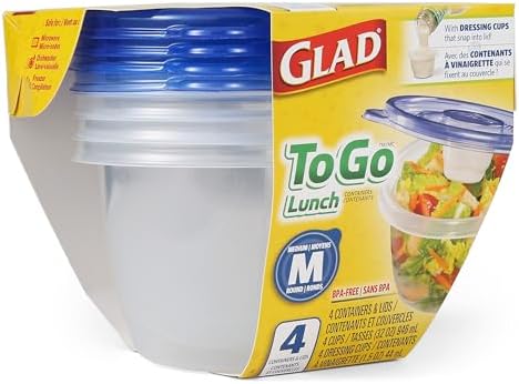 Glad GladWare To Go Lunch Containers with Dressing Cup, 32 Oz, 4 Count - Image 3