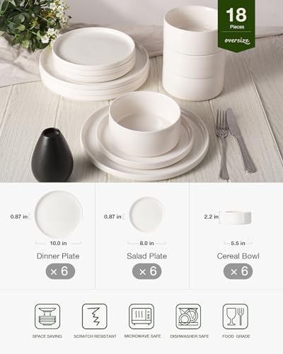 Famiware Porcelain 18-Piece Dinnerware Set, White - Image 5