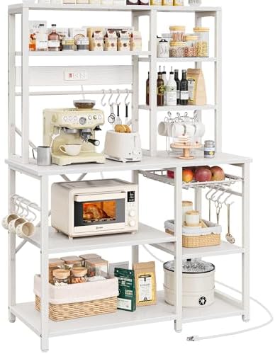SUPERJARE Large Bakers Rack with Power Outlets, 39.7 Inches Microwave Stand by SUPERJARE
