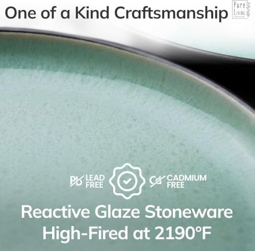 24 Piece Stoneware Dinnerware Set for 6, Handcrafted Plates and Bowls Set - Image 5
