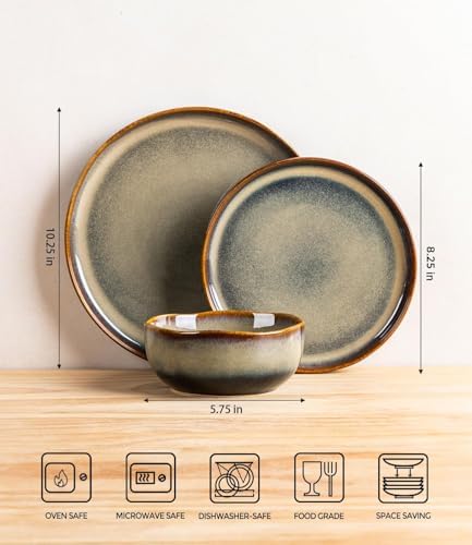 TheTerra Ceramic Dinnerware Set for 8, 24-Piece Plates and Bowls Set - Image 2