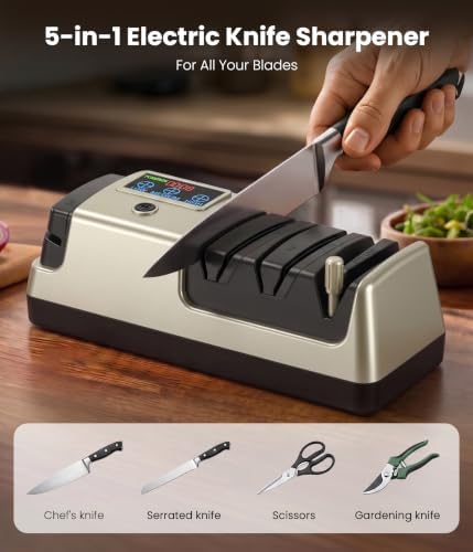 Newise Electric Knife Sharpener for Kitchen Knives, 3-Stage, Light Gold - Image 2