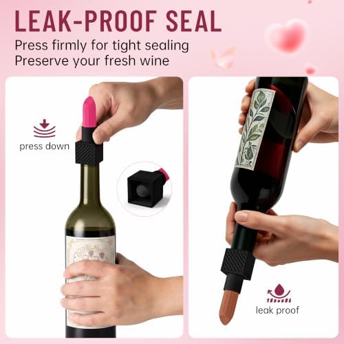 2‑Pack Silicone Wine Stoppers, Lipstick Shaped Bottle Stoppers - Image 3