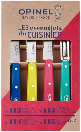 OPINEL Les Essentials 4 Piece Kitchen Prep Knife Set, Wood Handles (Pop 80) - Image 2