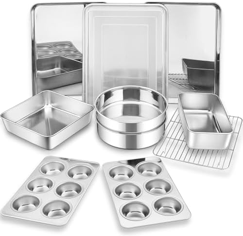 P&P CHEF Stainless Steel Baking Sheet Pan Set of 11, Bakeware Set for Oven by PPCHEF