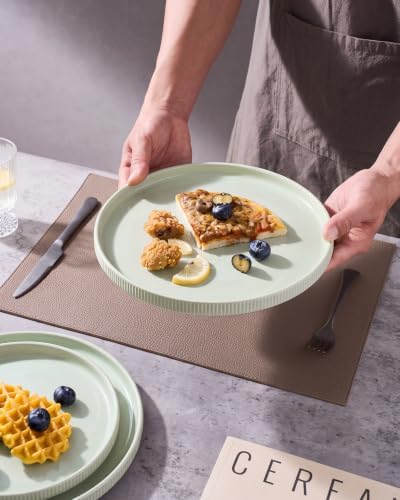 famiware Star 10/8 inches Salad Plates Set for 6, Light Green - Image 2