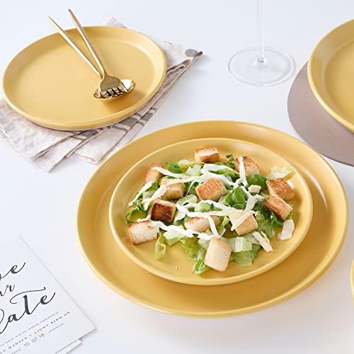 Stone Lain Jules Modern Stoneware 16-Piece Round Dinnerware Set, Plates and Bowls Sets, Dish Set for 4, Yellow - Image 5