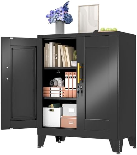 Black Metal Storage Cabinet, 36" Steel Locking Cabinets by RISTERN