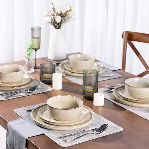 GBHOME Dinnerware Sets for 6, 24 Pieces Ceramic Plates and Bowls Set - Image 7