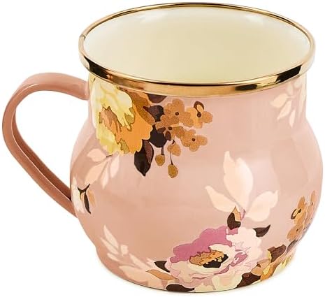 MACKENZIE-CHILDS Enamel Mug, 16 Ounces, Wild Rose Mauve by Unknown