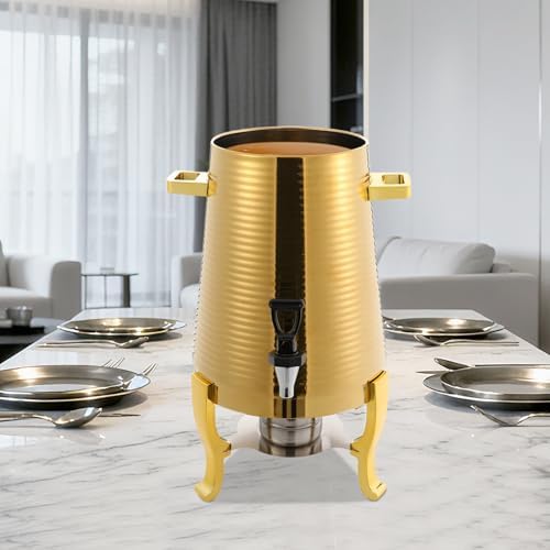 3.43Gallon Stainless Steel Hot Beverage Dispenser,Coffee Chafer Urn with Spigot&Fuel Holder,Cold&Hot Drinks Dispenser for Milk Coffee Tea Juice - Parties Catering Buffet Event (Gold,D) - Image 4