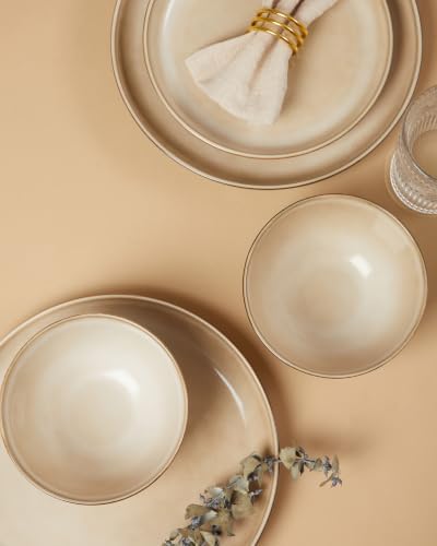 Pokini Stoneware Dinnerware Sets for 4, 12pcs Plates and Bowls Sets Dishes - Image 5