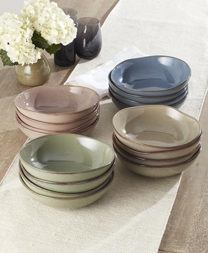 Oneida Organic Shades Blue Stoneware Pasta Bowl Set for 4, 34.5oz - Image 5