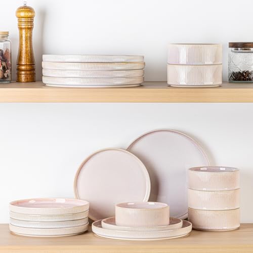 TheTerra Ceramic Dinnerware Set for 4, 12-Piece Plates and Bowls Set - Image 6