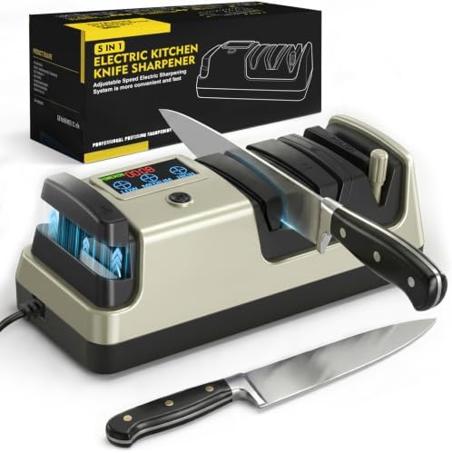 Newise Electric Knife Sharpener for Kitchen Knives, 3-Stage, Light Gold by Unknown