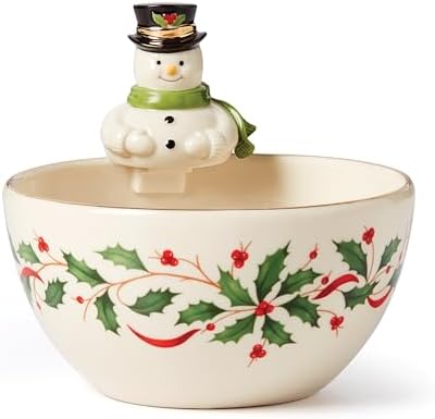 Lenox Holiday Snowman Christmas Candy Bowl by Lenox